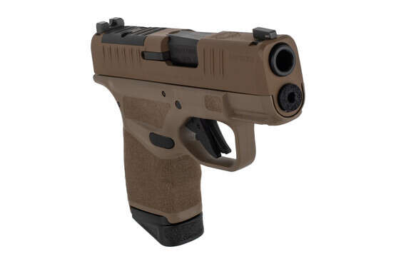 Springfield Armory FIRSTLINE Hellcat Micro-Compact OSP 9mm Pistol in FDE has an adaptive grip texture